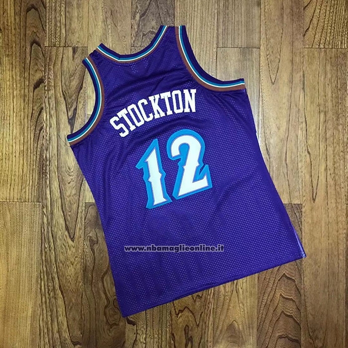Maglia Utah Jazz John Stockton #12 Hardwood Classics Throwback 1996-97 Viola